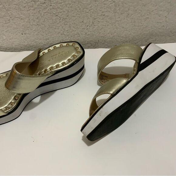 Cecelia New York Beecher Platform Sandal Metallic Gold Leather 8.5 M - Picture 11 of 12